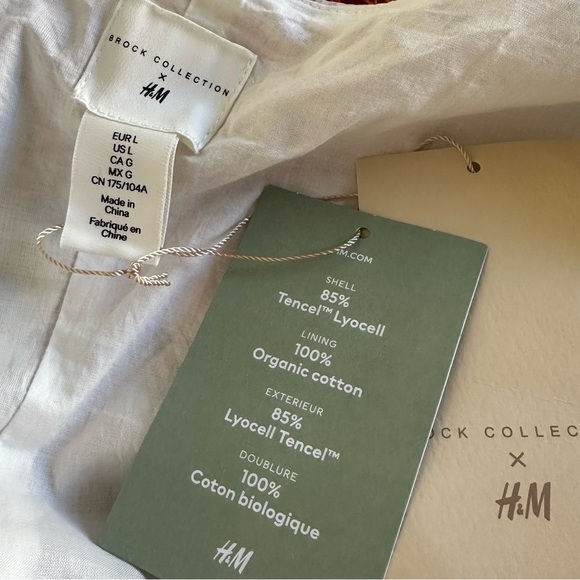 NWT H&M X Brock Collection Large White Floral Babydoll Mini Dress Cottage Core L - Picture 9 of 9